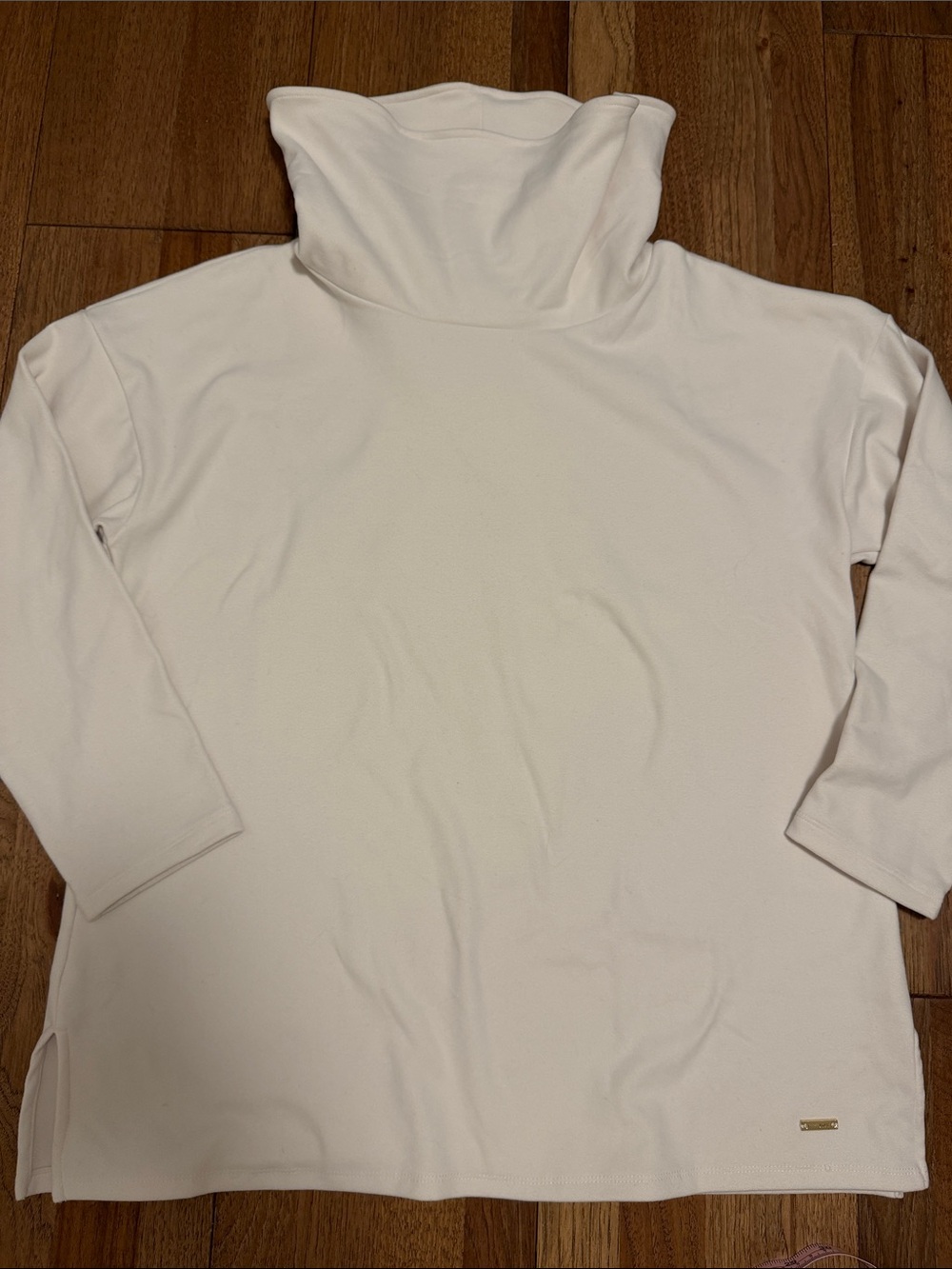 Jones New York Signature Ivory Microfleece Funnel Neck Pullover Size M NWOT